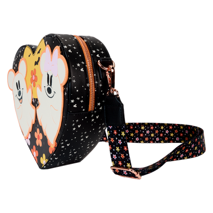 Mickey & Minnie Floral Ghost Figural Heart Glow Crossbody Bag