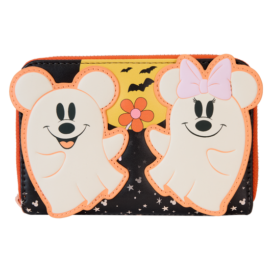 Mickey & Minnie Floral Ghost Glow Zip Around Wallet