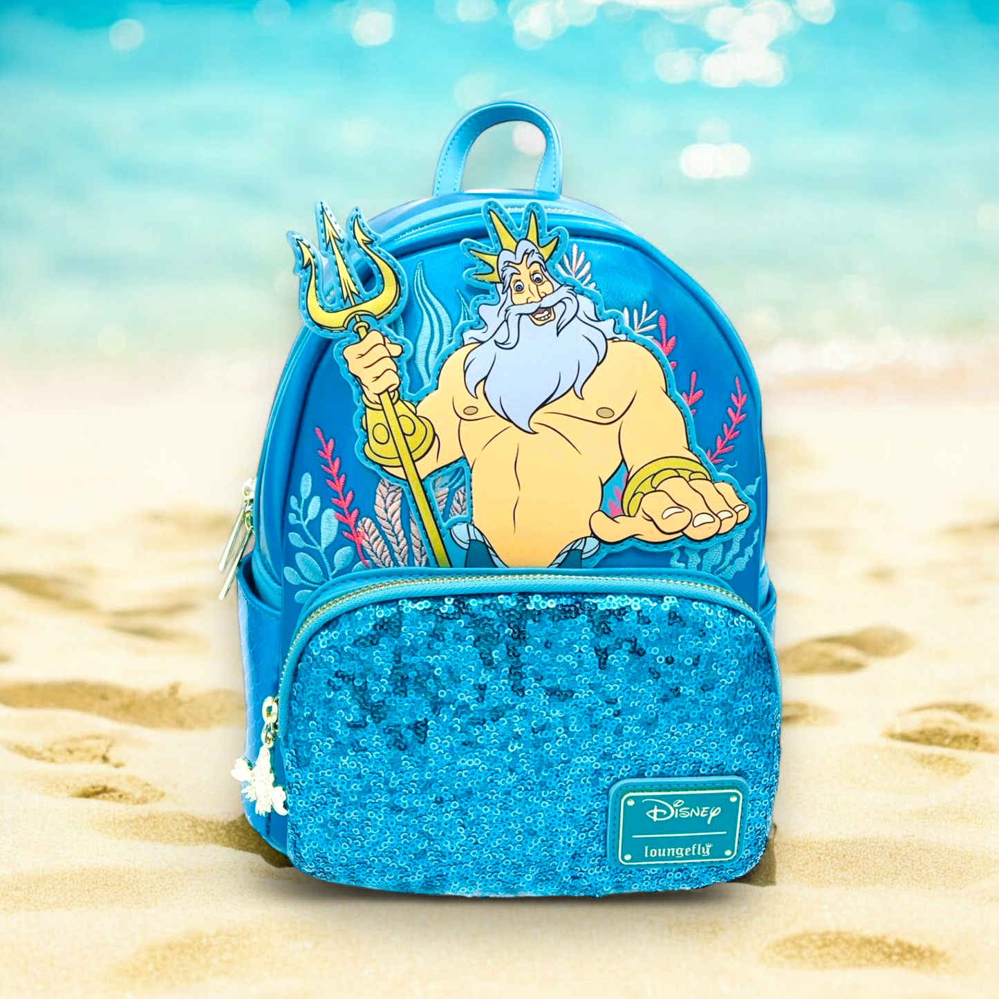 Disney The Little Mermaid King Triton Sequin W-1-1 Games Exclusive Mini Backpack