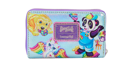 Lisa Frank Holographic Glitter Color Block Zip Around Wallet