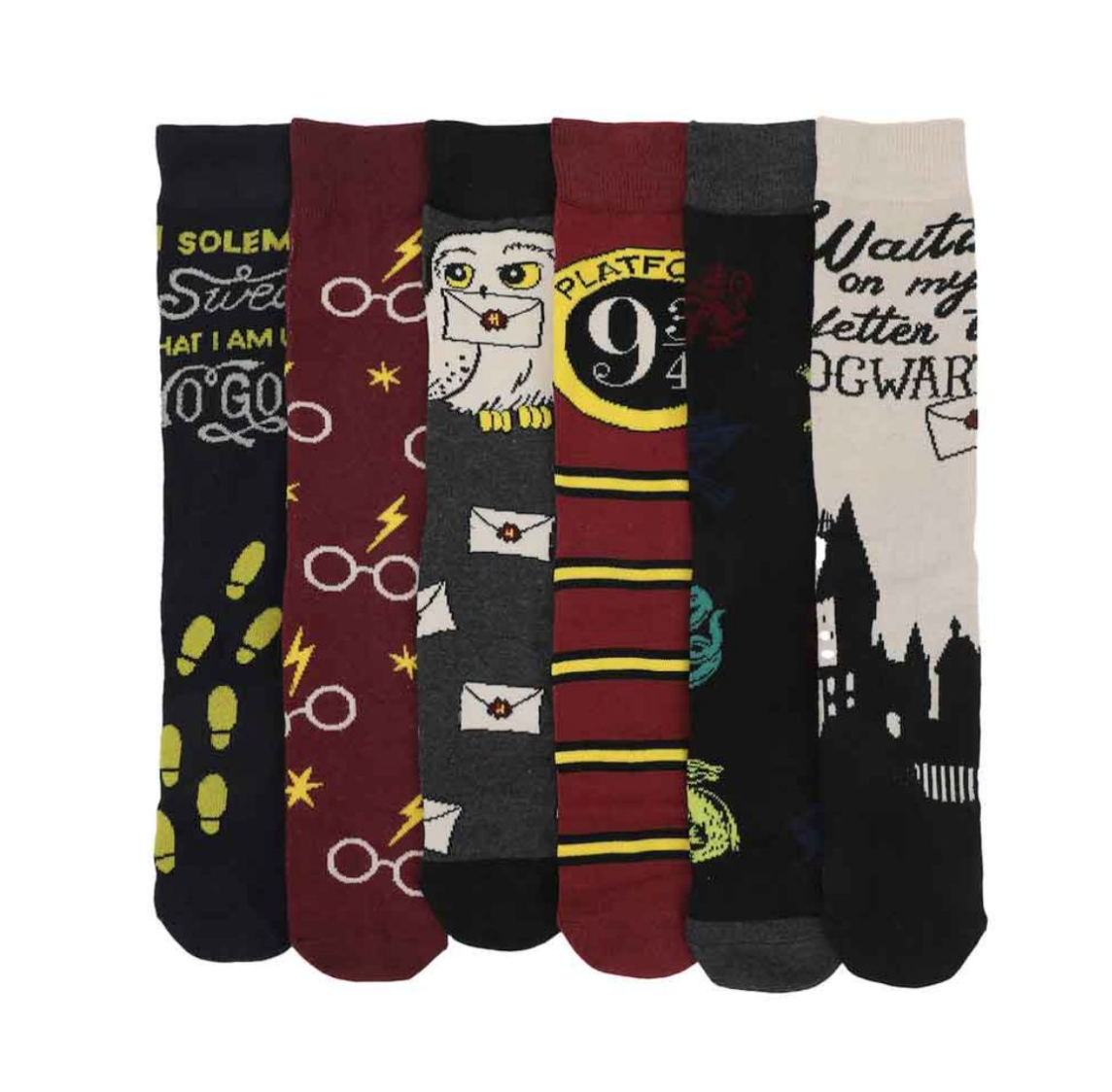 Harry Potter Hogwarts 6 Pair Crew Socks with Tin Tote (PRE-ORDER)