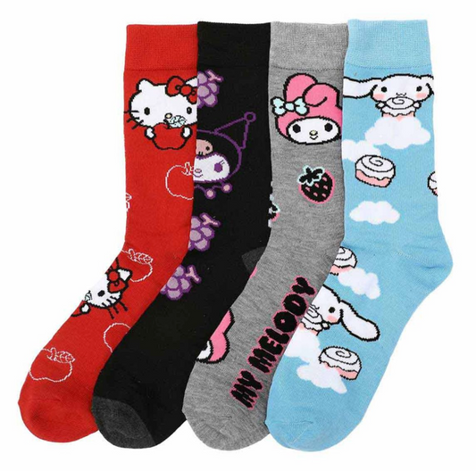 Hello Kitty & Friends Mixed Character 5 Pair Crew Socks (PRE-ORDER)